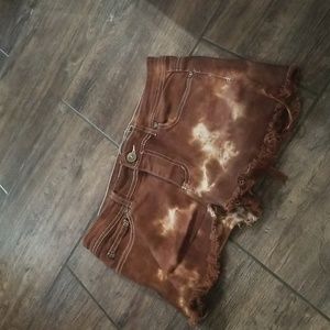 Rebelette brown and white tie dye shorts